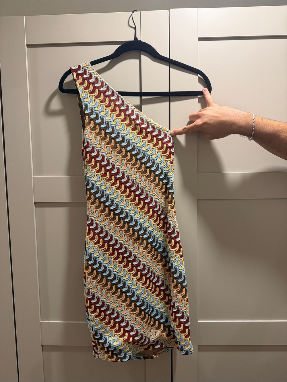 White Fox Boutique One-Shoulder “Go Loco” Mini Dress